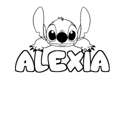 Coloriage prénom ALEXIA - décor Stitch