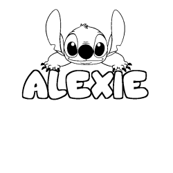 Coloriage prénom ALEXIE - décor Stitch