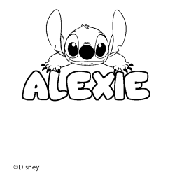 Coloriage pr&eacute;nom ALEXIE - d&eacute;cor Stitch