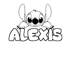 Coloriage prénom ALEXIS - décor Stitch