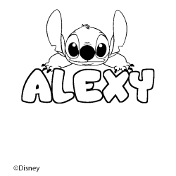 Coloriage pr&eacute;nom ALEXY - d&eacute;cor Stitch