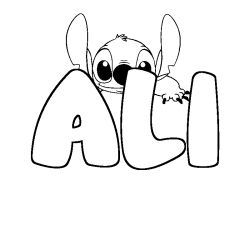 Coloriage prénom ALI - décor Stitch