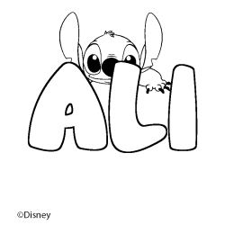 Coloriage pr&eacute;nom ALI - d&eacute;cor Stitch