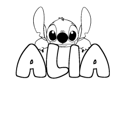 Coloriage prénom ALIA - décor Stitch