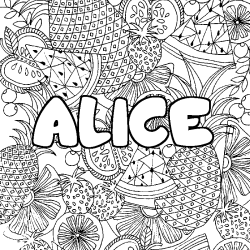 Coloriage ALICE - d&eacute;cor Mandala fruits
