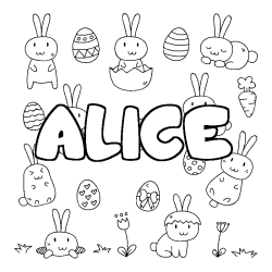 Coloriage ALICE - d&eacute;cor Paques