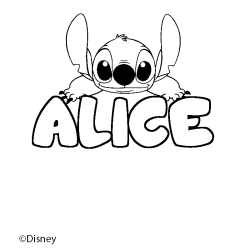 Coloriage ALICE - d&eacute;cor Stitch