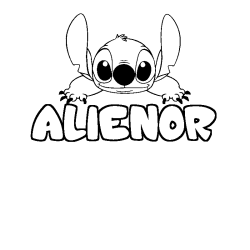 Coloriage prénom ALIENOR - décor Stitch
