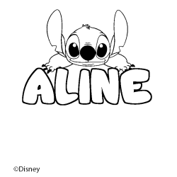 Coloriage pr&eacute;nom ALINE - d&eacute;cor Stitch