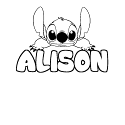 Coloriage prénom ALISON - décor Stitch