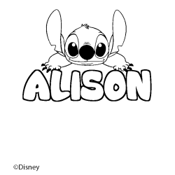 Coloriage pr&eacute;nom ALISON - d&eacute;cor Stitch