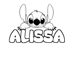 Coloriage prénom ALISSA - décor Stitch