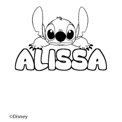 Coloriage pr&eacute;nom ALISSA - d&eacute;cor Stitch