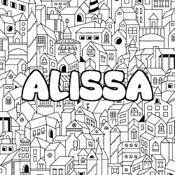 Coloriage prénom ALISSA - décor Ville