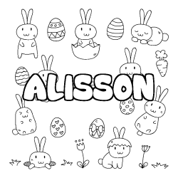 Coloriage prénom ALISSON - décor Paques