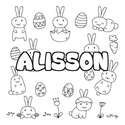 Coloriage pr&eacute;nom ALISSON - d&eacute;cor Paques