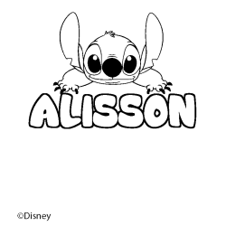 Coloriage pr&eacute;nom ALISSON - d&eacute;cor Stitch