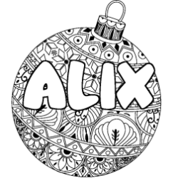 Coloriage prénom ALIX - décor Boule de Noël