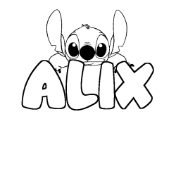 Coloriage prénom ALIX - décor Stitch