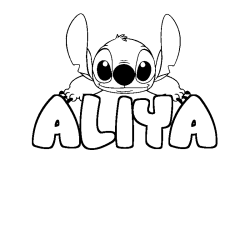 Coloriage prénom ALIYA - décor Stitch