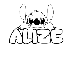 Coloriage prénom ALIZE - décor Stitch