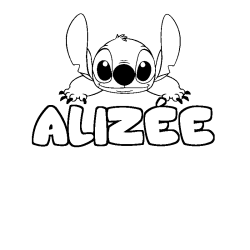 Coloriage prénom ALIZÉE - décor Stitch