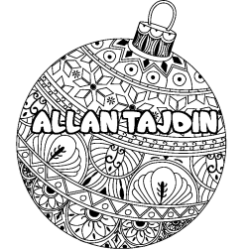 Coloriage prénom ALLAN TAJDIN - décor Boule de Noël