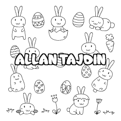 Coloriage pr&eacute;nom ALLAN TAJDIN - d&eacute;cor Paques