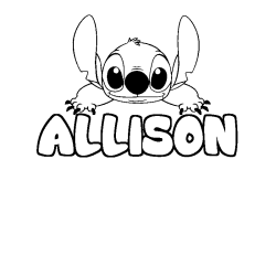Coloriage prénom ALLISON - décor Stitch