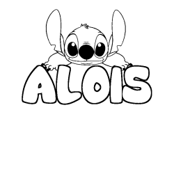 Coloriage prénom ALOIS - décor Stitch
