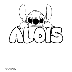 Coloriage pr&eacute;nom ALOIS - d&eacute;cor Stitch
