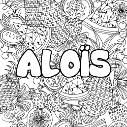 Coloriage pr&eacute;nom ALO&Iuml;S - d&eacute;cor Mandala fruits