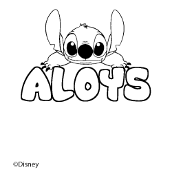 Coloriage pr&eacute;nom ALOYS - d&eacute;cor Stitch