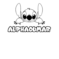 Coloriage prénom ALPHAOUMAR - décor Stitch