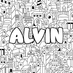 Coloriage ALVIN - d&eacute;cor Ville