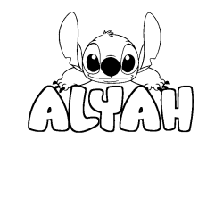 Coloriage prénom ALYAH - décor Stitch