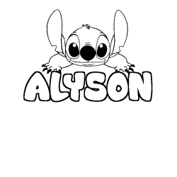 Coloriage prénom ALYSON - décor Stitch