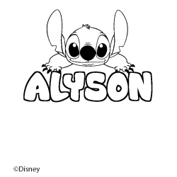 Coloriage pr&eacute;nom ALYSON - d&eacute;cor Stitch