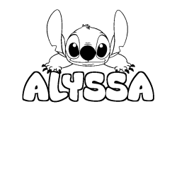 Coloriage prénom ALYSSA - décor Stitch