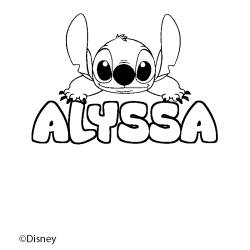 Coloriage pr&eacute;nom ALYSSA - d&eacute;cor Stitch