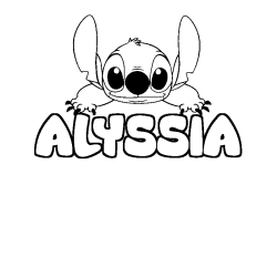 Coloriage prénom ALYSSIA - décor Stitch
