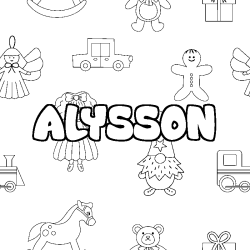 Coloriage prénom ALYSSON - décor Jouets