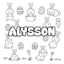 Coloriage prénom ALYSSON - décor Paques