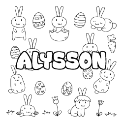 Coloriage pr&eacute;nom ALYSSON - d&eacute;cor Paques