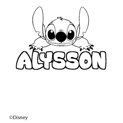 Coloriage pr&eacute;nom ALYSSON - d&eacute;cor Stitch
