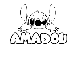 Coloriage prénom AMADOU - décor Stitch