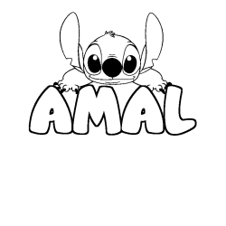 Coloriage prénom AMAL - décor Stitch