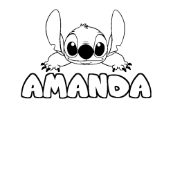 Coloriage prénom AMANDA - décor Stitch