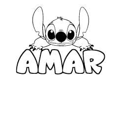 Coloriage prénom AMAR - décor Stitch