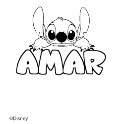 Coloriage pr&eacute;nom AMAR - d&eacute;cor Stitch